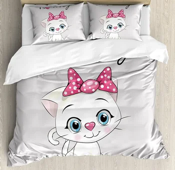 Kitten спално бельо комплект за спалня легло Начало сладък карикатура домашни бяла котка розови бузи пух пухени завивки покритие юрган покритие и калъфка