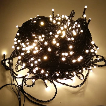 Открит Коледа струнна светлина 72/500 LED фея светлина водоустойчив черен кабел празник венец светлина за вътрешен двор градинско дърво декор