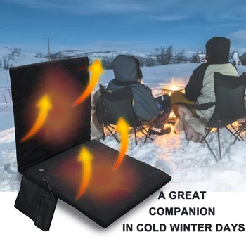 Зимни топли отопляеми постелки за седалки Къмпинг Пътуване Отопление Мат възглавница USB зареждане за дейности на открито Риболов Туризъм Пикник