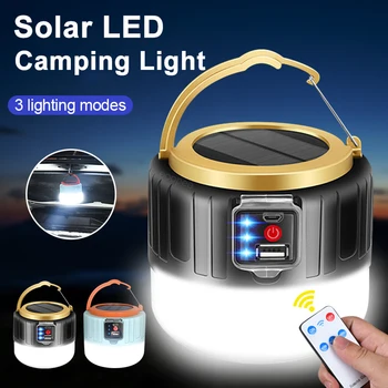  висока мощност слънчева LED къмпинг светлина USB акумулаторна крушка за външна палатка лампа преносим фенер аварийни светлини за туризъм барбекю