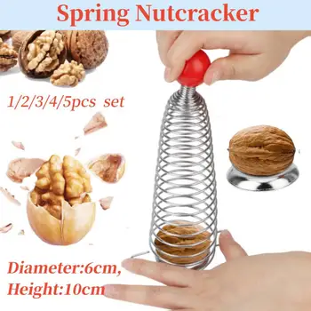 Creative Metal Spring Nutcracker Open Gadget Walnut Artifact Stainless Steel Nut Crackers Open Professional Walnut Tools