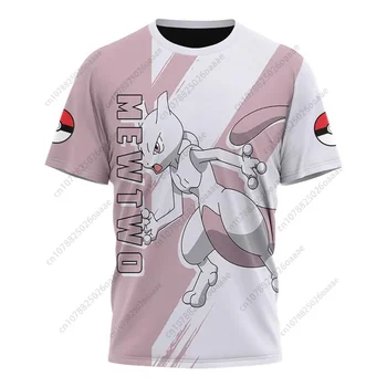 2024 Pokemon Mewtwo Bulbasaur Мъжки и дамски 3D Y2k тениски Спорт и свободно време Детски къси ръкави