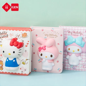 Sanrio Series Mini Notebook Hello Kitty Melody Cinnamoroll 3D декомпресионен бележник Daily Weekly Agenda Planner Подарък за деца
