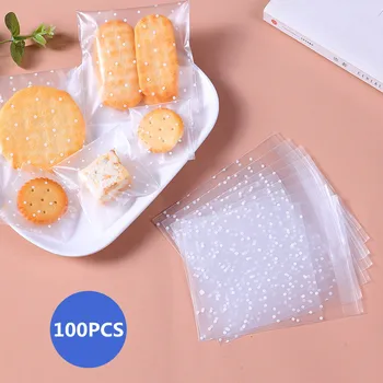 100pcs / пакет бонбони торта опаковки пластмасови торбички за съхранение на храни подарък Ziplock чанти за сладкиши бисквитка сватба рожден ден
