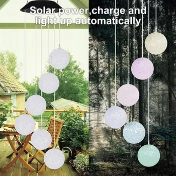 Промяна на цвета LED слънчев вятър камбанен кристал топка колибри вятър камбанен звън светлина водоустойчив висящи слънчева светлина за дома градина