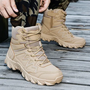 Нови тактически ботуши Мъжки военни спортове Тренировъчни ботуши Катерене на открито Къмпинг Туристически обувки Мъжки бойни пустинни обувки размер 39-46