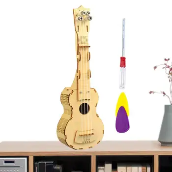 DIY комплект китара дървени укулеле китара изграждане комплект Ukulele музикална играчка изграждане на свой собствен DIY проект за деца студенти начинаещи