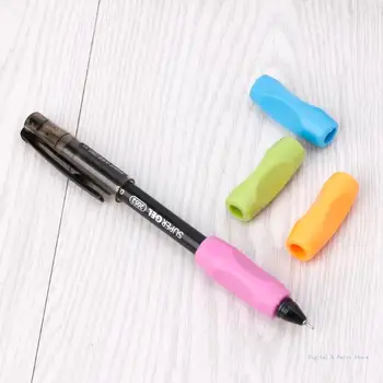 M17F 4Pcs мек силиконов държач за молив за десни и левичари Kid Toddler Teen ергономична помощ за писане Цветен молив