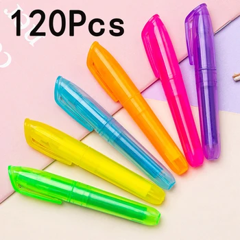 120Pcs студент флуоресцентен маркер маркер маркери графити наръчник цвят наклон върха маркер писалка