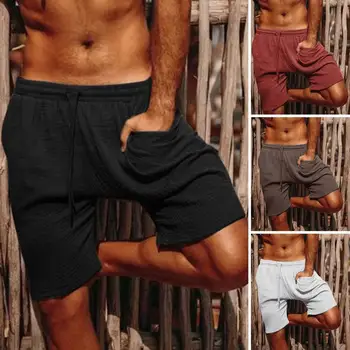 Мъже Плътен цвят шорти плътен цвят плажни шорти стилен мъжки коляното дължина плажни шорти удобни средата на възхода за плажно облекло