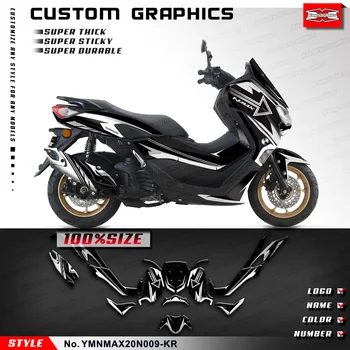 KUNGFU GRAPHICS Персонализиран мотоциклет стикери Decals Kit за Yamaha NMAX 125 155 NMAX125 NMAX155 2020 2021 2022 2023, бял черен