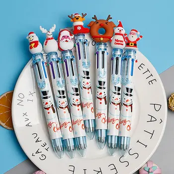 1PC подаръци Весела Коледа елен Начално училище канцеларски материали Коледа химикалка шест цвят писалка Дядо Коледа