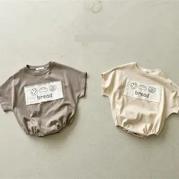 2023 Лятно ново бебешко боди с къс ръкав Сладък печат на хляб Бебешки дрехи Новородено Малко момче Момиче Хлабав случаен гащеризон
