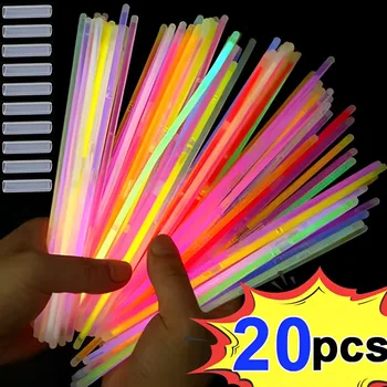 10 / 20pcs светещи пръчици флуоресцентна светлина за еднократна употреба светеща огърлица подпори за сватбени тържества излет къмпинг рожден ден декор