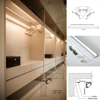 18x18mm 1бр 0.5m висококачествена LED алуминиева профилна лента за вграден монтаж в мебели