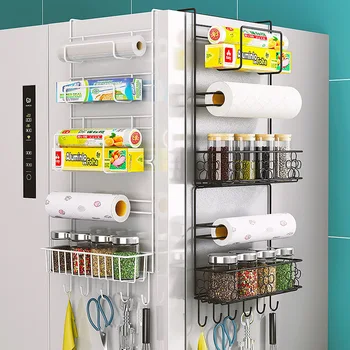 Хладилник съхранение рафт хладилник стена страна висящи съхранение багажник кухня рафт кърпа бутилка подправка организатор кухненски приспособления инструмент