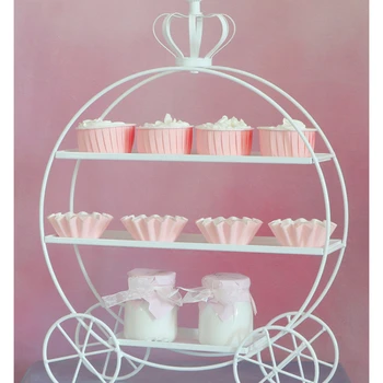 Creative тиква кола форма златен десерт изложба багажник двоен слой торта рамка сватбена декорация следобед чай чиния