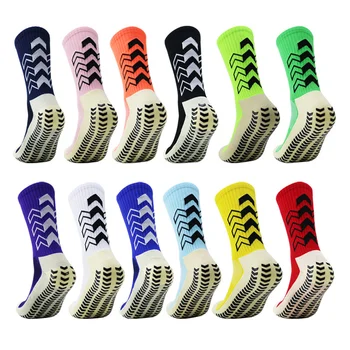 Нови футболни чорапи против хлъзгане висококачествени меки дишащи мъже жени удебелени кърпа отдолу футболни спортни чорапи