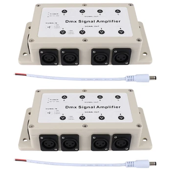 2X Dc12-24V 8-канален изход Dmx Dmx512 LED контролер сигнал усилвател сплитер дистрибутор за домашно оборудване
