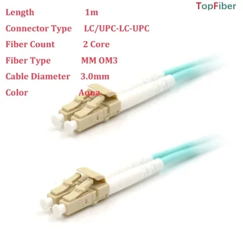 Оптичен пач кабел 10PCS/Pack 1M Multimode OM3 Profesional Telcom LCUPC дуплекс 3.0mm LSZH яке джъмпер оптичен пач кабел
