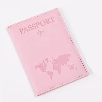 Simple Fashion Притежател на самолетен паспорт Карта на света Тънък тънък персонализиран портфейл за пътуване подарък PU кожена карта случай покритие Унисекс