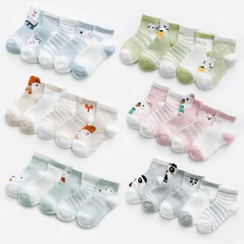 5Pairs/lot 0-2Y Бебешки чорапи за бебета Бебешки чорапи за момичета Памучна мрежа Сладко новородено момче Чорапи за малки деца Бебешки дрехи Аксесоари