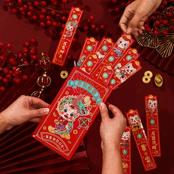 Dragon Година Червен плик с 12 Lucky Draw Lots 2024 година на дракона Китайска Нова година Пролетен фестивал Червени пакети