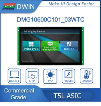  DWIN 10.1 инчов TFT LCD модул 1024 * 600 UART HMI сензорен монитор за Arduino, STM32, микрочип, ESP8266 DMG10600C101_03W