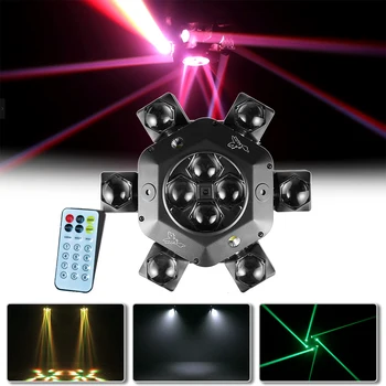 Нов 10x10w RGBW 6 глави движещи се лазерни строб светлини DMX дистанционно управление етап дискотека DJ HomeParty клуб осветление пчелно око
