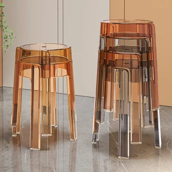 Модерни пластмасови столове за хранене Прозрачен хол бюро столове за хранене преносим минималистичен чакане Stoel акрилни мебели