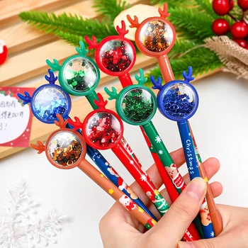Коледа лосове пайети гел писалка сладък Kawaii многоцветен писалка за деца училище писане консумативи канцеларски материали офис канцеларски материали