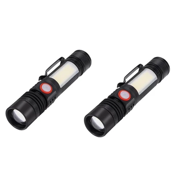  2X LED фенерче водоустойчиво фенерче магнитно фенерче Zoom T6 + COB фенерче с клип ръка светлина 18650 батерия