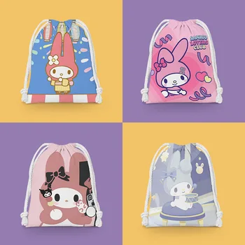 Sanrio Сладък портфейл Melody Pocket Hello Kitty монета Pueses Малка платнена чанта Sundries чанта за съхранение Козметични чанти Преносима чанта за измиване