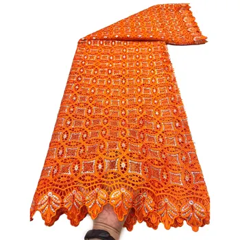 Orange New Arrival Swiss Voile дантела бродерия африкански суха дантела плат високо качество 100% памук Гамбия жена облекла H26014B