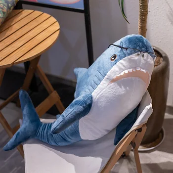 Гигантска акула плюшена играчка хвърля възглавница творчески сладък пълнени играчки диван акула декоративна възглавница за тяло голяма задна плюшена възглавница дете подарък
