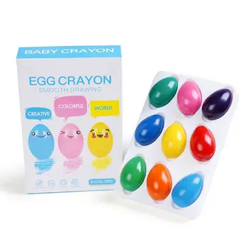 9 цвята твърда яйцевидна форма нетоксична миеща се живопис рисунка восък за бебета деца образователни художествени пособия