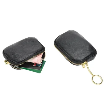 Първи слой телешка монета чанта ключодържател кожа цип малка чанта монета чанта творчески мини чанта за съхранение на жени