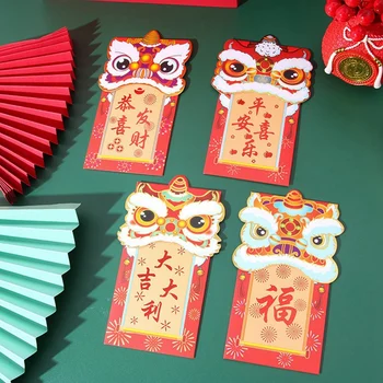 16 бр. Китайски червен плик пролетен фестивал Нова година късмет пари пликове китайски стил дизайн цветни пликове