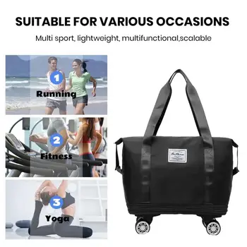 Багаж организатор чанта капацитет водоустойчив Duffel чанта с подвижни колела за фитнес пътуване Оксфорд кърпа куфар рамо чанта
