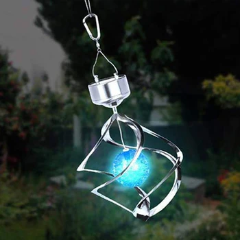  LED слънчева вятърна камбанка LED слънчева светлина на открито кристална топка вятър камбанка светлина цвят промяна водоустойчива слънчева светлина за градина