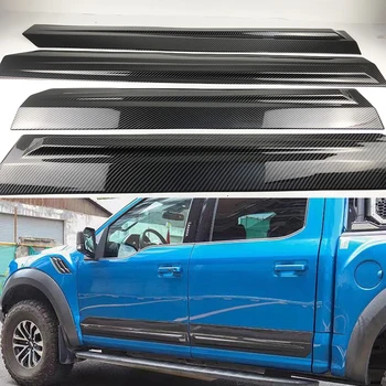 Carbon fiber Front + Rear ABS Car Door Protection Body Side Moldings Trim For Ford F-150 F150 2015-2020 panel Car Styling