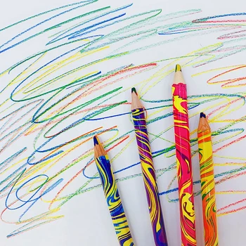 За рисуване на изкуство оцветяване скициране 2PCS 4 цвята същото ядро дебел градиент цветни моливи голям триъгълник дъга писалка