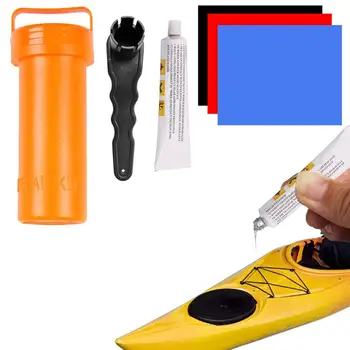 Stand-Up Paddle Board Repair Set Комплект за ремонт на лодки с PVC лепенки Лепило гаечен ключ и кофа за съхранение гребло борда аксесоари за