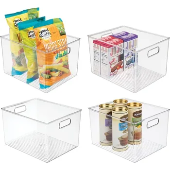mDesign пластмасов организатор за съхранение контейнер контейнер за организация в килера, шкаф, плот хладилник, хладилник