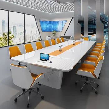 Опростена модерна и модерна офис голяма маса за преговори и комбинация от столове
