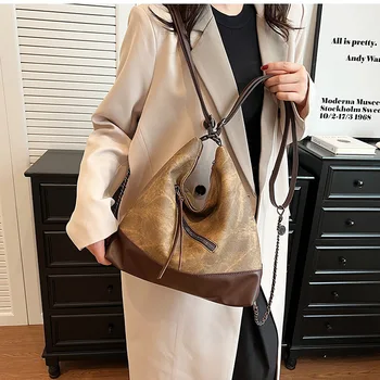 Голяма капацитет Crossbody рамо странична чанта за жени 2023 Корейски моден дизайнер раница тенденции Зимни чанти и портмонета Y2k