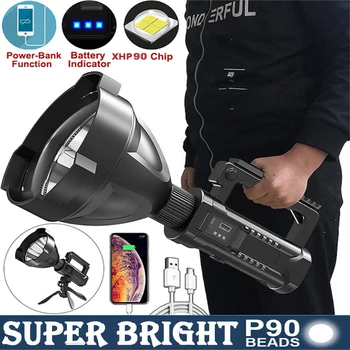 P90 Преносим мощен Led фенерче монтиране скоба ръчен прожектор USB акумулаторна прожектор водоустойчива светлина на факела
