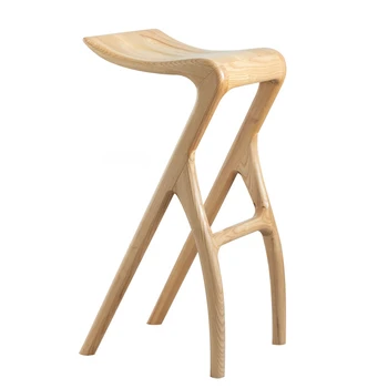 Nordic модерен твърд бар стол дърво табуретка творчески стол за хранене дизайн дървени отдих високо крак шезлонги мебели