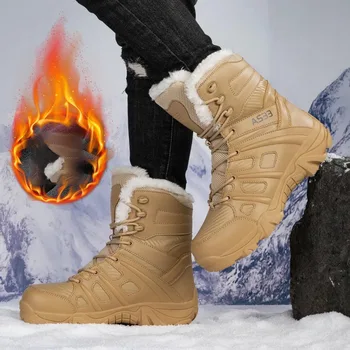 Зимни военни ботуши Мъжки външни топли кожени туристически обувки Мъже Специални сили на армията Пустинни обувки Тактически бойни боти
