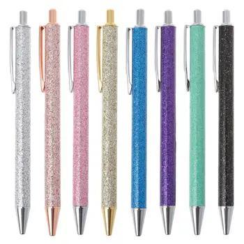 Луксозна Bling метална химикалка 1.0mm Glitter Oil Flow Pens Офис консумативи Училищна канцелария Дропшипинг